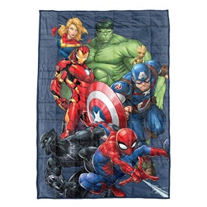 Jay Franco Marvel Avengers Super Hero Squad Weighted Blanket Measures 40x60 inches 5lbs, Kids Bedding Features Captain America, Iron Man, Black Panther, Spiderman, Hulk & Captain Marvel