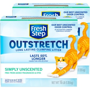 Fresh Step Outstretch, Clumping Cat Litter, Advanced, Unscented, Extra Large, 32 Pounds total (2 Pack of 16lb Boxes)